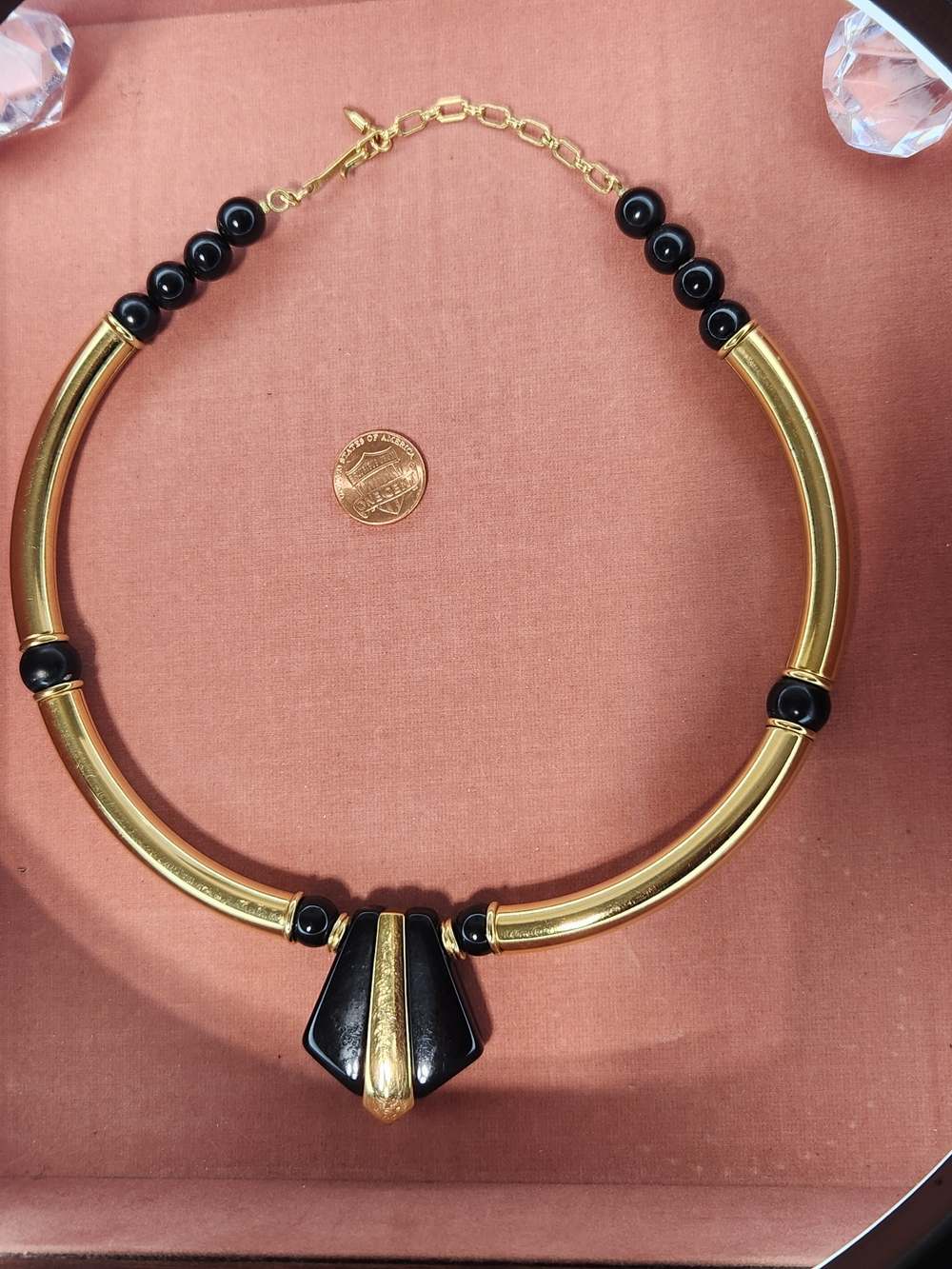 Avon Black and Gold Bold Collar Necklace